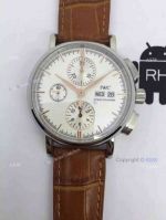 Swiss Knockoff IWC Schaffhausen Portofino Watch SS Brown Leather
